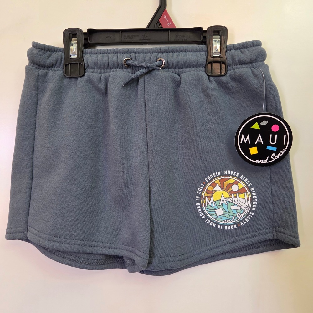 Maui and Sons Girls Smoke Blue Fleece Hoodie and Shorts Set Size S 6/6X NWT - Picture 6 of 8
